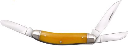 Picture of Cold Steel Csflgstkmy Gentleman's Stockman 2"/2.10"/2.50" Folding Clip/Sheepsfoot/Spey Plain 8Cr13mov Ss Blade/Yellow W/Polished Bolsters Bone Handle 