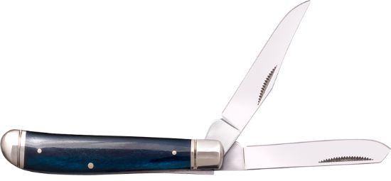 Picture of Cold Steel Csflmtrprb Trapper Mini 2.60"/2.70" Folding Clip/Spey Plain 3Cr13mov Ss Blade/Dark Blue W/Polished Bolsters Bone Handle 