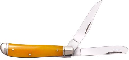 Picture of Cold Steel Csflmtrpry Trapper Mini 2.60"/2.70" Folding Clip/Spey Plain 3Cr13mov Ss Blade/Yellow W/Polished Bolsters Bone Handle 