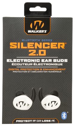 Picture of Walker's Gwpslcr2btwht Silencer Bt 2.0 Electronic Ear Buds Sports South Exclusive White Polymer 