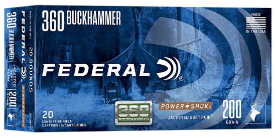 Picture of Federal 360Bhbs Power-Shok Buckhammer 360 Buckhammer 200 Gr Jacketed Soft Point 20 Per Box/ 10 Case 