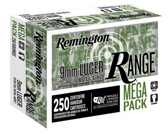 Picture of Remington Ammunition R23965 Range Mega Pack 9Mm Luger 115 Gr Full Metal Jacket 250 Per Box/ 4 Case 