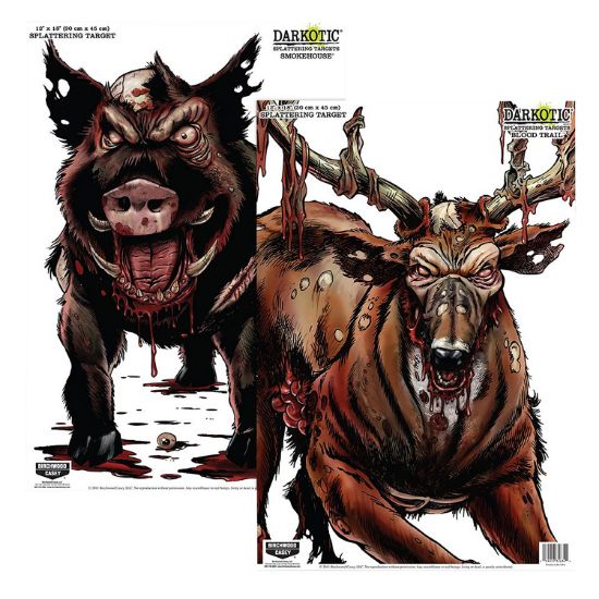 Picture of Birchwood Casey 35627 Smokehouse Zombie Deer/Hog Hanging Smokehouse Blood Trail All Firearms 12" X 18" Impact Enhancement Splatter 8 Targets 