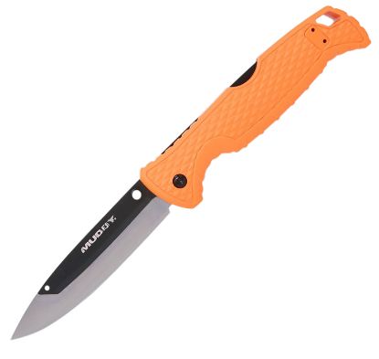 Picture of Muddy Mud-Fl-35Rb5pz Swap Replace-A-Blade 3.50" Folding Drop Point Plain 420J2 Ss Blade, Blaze Orange Textured Gfn Handle, Includes Lanyard/Pocket Clip, 3 Replacement Blades 