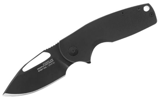 Picture of S.O.G Sog14030257 Stout Flk 2.62" Folding Clip Point Plain Black Tini Cryo D2 Blade, Black Textured G10 Handle 