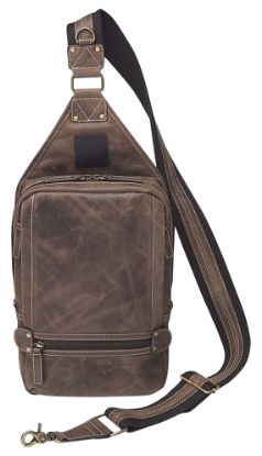 Picture of Gun Tote'n Mamas/Kingport Gtmczy108 Sling Backpack Brown Leather Includes Standard Holster 