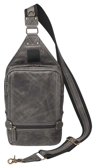 Picture of Gun Tote'n Mamas/Kingport Gtmczy108grey Sling Backpack Gray Leather Includes Standard Holster 