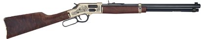 Picture of Henry H006gmd Side Gate Deluxe 357 Mag/38 Special 10+1 20" Blued Octagon Barrel, Engraved Polished Brass Rec, Semi-Fancy American Walnut Stock, Adj. Sight 