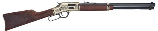 Picture of Henry H006gmd Side Gate Deluxe 357 Mag/38 Special 10+1 20" Blued Octagon Barrel, Engraved Polished Brass Rec, Semi-Fancy American Walnut Stock, Adj. Sight 