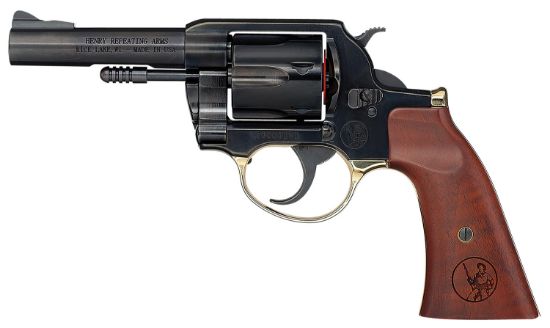 Picture of Henry H017gdm Gunfighter 38 Special 357 Mag 6 Shot 4" Blued Round Steel Barrel, Polished Blued Steel Frame W/Gunfighter Walnut Grip 