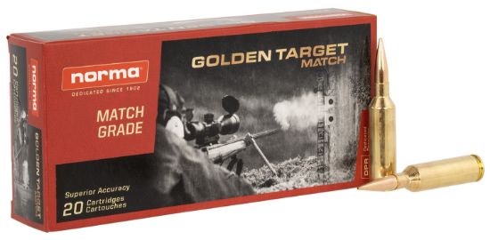 Picture of Norma Ammunition 10166462 Dedicated Precision Golden Target Match 6.5 Prc 143 Gr Hollow Point Boat Tail 20 Per Box/ 10 Case 