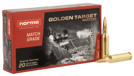 Picture of Norma Ammunition 20160392 Dedicated Precision Golden Target Match 6Mm Creedmoor 107 Gr Hollow Point Boat Tail 20 Per Box/ 10 Case 