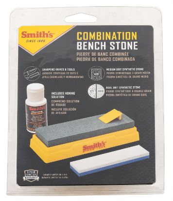 Picture of Smiths Products 51328 Combination Bench Stone Gray/Yellow Synthetic Stone Includes Honing Oil 