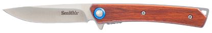 Picture of Smiths Products 51304 Ecesis 3" Folding Drop Point Plain Satin 3Cr13mov Ss Blade/Natural Wood/Black Ss Handle Includes Pocket Clip 