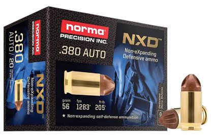 Picture of Norma Ammunition 611040020 Self Defense Nxd 380 Acp 56 Gr Nxd 20 Per Box/ 10 Case 