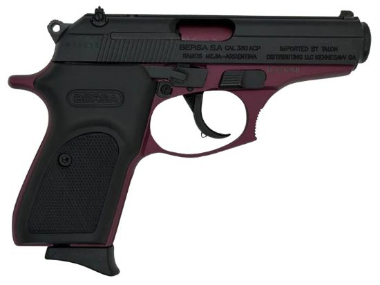 Picture of Bersa T380bch8 Thunder Micro-Compact Frame 380 Acp 8+1 3.50" Black Cherry Cerakote Steel Barrel, Matte Black Serrated Steel Slide, Black Cherry Cerakote Aluminum Frame 