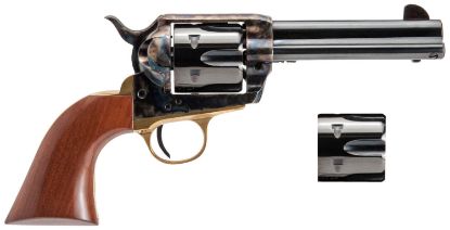 Picture of Cimarron Ppp9mmdc Pistolero Dual Cylinder 9Mm Luger/357 Mag 6 Shot, 4.75" Blued Barrel & Cylinder, Color Case Hardened Frame, Walnut Grip 