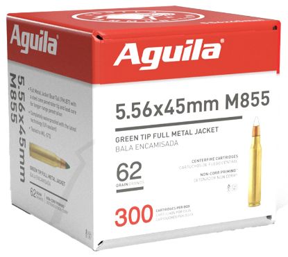 Picture of Aguila 1E556125 Green Tip M855 5.56X45mm Nato 62Gr Full Metal Jacket Boat Tail 300 Per Box/4 Case 