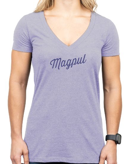 Picture of Magpul Mag1336-530-S Rover Script Women's Orchid Heather Cotton/Polyester Short Sleeve Small 