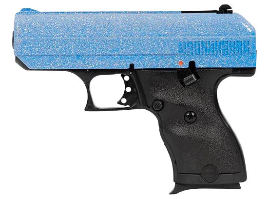 Picture of Hi-Point 916Blsp C9 9Mm Luger 8+1 3.50" Black Steel Barrel, Hydro-Dipped Blue Sparkle Serrated Slide, Black Polymer Frame, Black Polymer Grips 