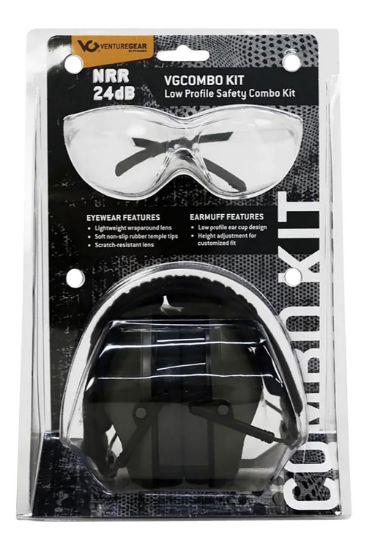 Picture of Pyramex Vgcombo110 Low-Profile Combo Kit Scratch Resistant Clear Lens & Frame With Rubber Temple Tips Gray Low-Profile Earmuffs 