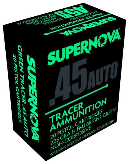 Picture of Supernova Pmsn45acg Green Tracer Non Corrosive 45 Acp 225 Gr Full Metal Jacket 20 Per Box/ 50 Case 