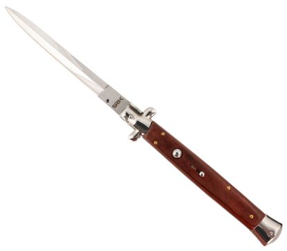 Picture of Steel River Knives Cirwd Spartan 6" Italian Dagger Polished Blade 7" Red Wood Handle Side Open 