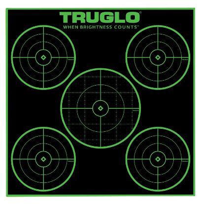 Picture of Truglo Tgtg11a25 Tru-See 5-Bull Target Black/Green Self-Adhesive Heavy Paper Universal Fluorescent Green 25 Pack 