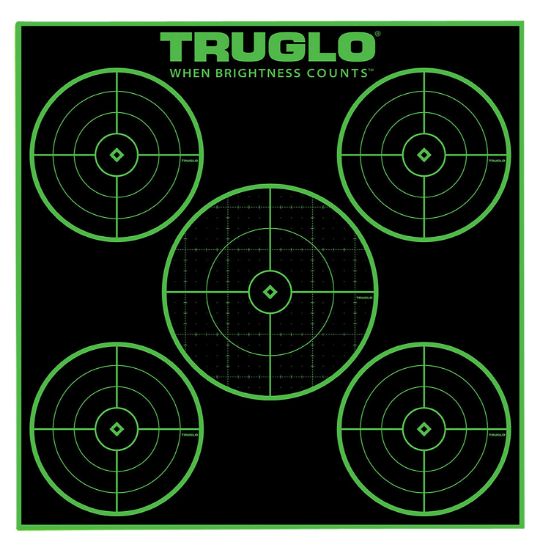 Picture of Truglo Tgtg11a25 Tru-See 5-Bull Target Black/Green Self-Adhesive Heavy Paper Universal Fluorescent Green 25 Pack 