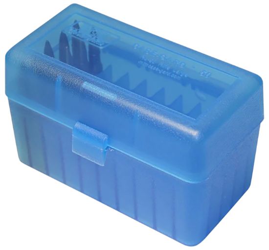 Picture of Mtm Case-Gard Rss5024 Ammo Box Flip-Top For 6Mm Ppc/7Mm Clear Blue Polypropylene 50Rd 