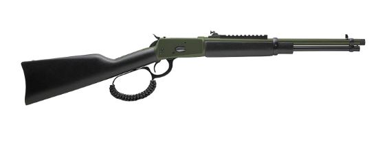 Picture of Rossi 9204416B3tb R92 Carbine 44 Rem Mag 8+1, 16.50" Moss Green Cerakote Steel Barrel & Receiver, Black Fixed Stock, Right Hand 