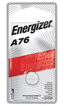 Picture of Energizer 46730084 A76 Battery Silver Miniature Alkaline 1.5 Volts, 175 Mah Qty (72) Single Pack 