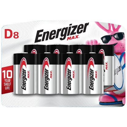 Picture of Energizer E95bp8 Max D Batteries Black & Silver Alkaline 1.5 Volt, Qty (12) 8 Pack 