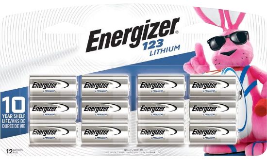 Picture of Energizer El123bp12 123 Lithium Battery Silver 3.0 Volt 1,500 Mah Qty (24) 12 Pack 