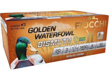 Picture of Fiocchi 203Gb4 Golden Waterfowl Bismuth 20 Gauge 3" 1 1/16 Oz 4 Shot 10 Per Box/ 10 Case 