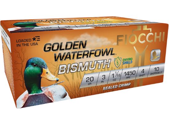 Picture of Fiocchi 203Gb4 Golden Waterfowl Bismuth 20 Gauge 3" 1 1/16 Oz 4 Shot 10 Per Box/ 10 Case 