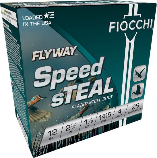 Picture of Fiocchi 12Fst4 Flyway Speed Steel 12 Gauge 2.75" 1 1/8 Oz 4 Shot 25 Per Box/ 10 Case 