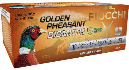 Picture of Fiocchi 12Gpb4 Golden Pheasant Bismuth 12 Gauge 2.75" 1 1/4 Oz 4 Shot 10 Per Box/ 10 Case 