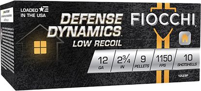 Picture of Fiocchi 12Le9p Defense Dynamics Low Recoil 12 Gauge 2.75" 1 Buck Shot 10 Per Box/ 25 Case 