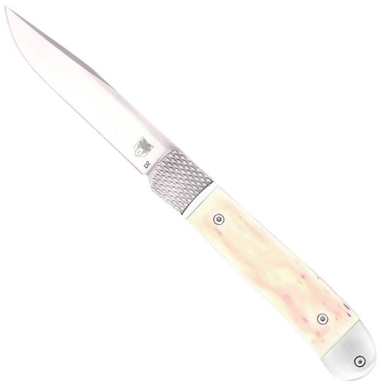 Picture of Cobratec Knives Ctthrwt Trapper Hidden Release 3.12" Otf Drop Point Plain Satin D2 Steel Blade, 4.25" White Bone Scales Handle 