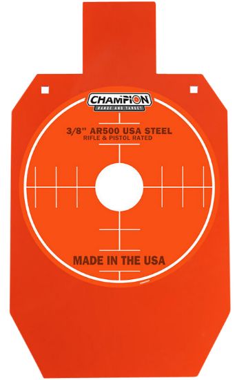 Picture of Champion Targets 44907 Center Mass Metal Target Pistol/Rifle Orange Ar500 Steel/ 66% Ipsc Silhouette 3/8" Thick Hanging 