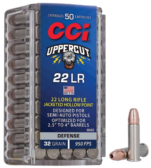 Picture of Cci 960Cc Uppercut Defense 22 Lr 32 Gr Jacket Hollow Point 50 Per Box/ 100 Case 