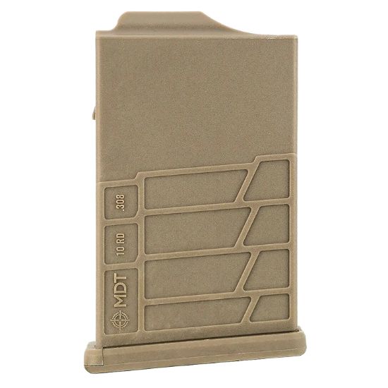 Picture of Mdt Sporting Goods Inc 104447Fde Aics Magazine 10Rd Extended 308/6.5 Creedmoor Short Action, Fde Polymer Fits Some Chassis/Bottom Metal (Mdt/Xlr/Krg/Grs/Cdi/Pacific Tool & Gauge) 