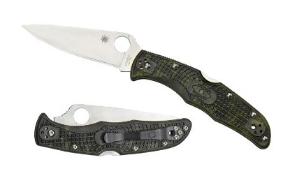 Picture of Spyderco C10zfpgr Endura 4 Lightweight 3.80" Folding Plain Satin Vg-10 Ss Blade/Zome Green Bi-Directional Texturing Frn Handle Includes Pocket Clip 