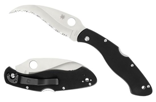 Picture of Spyderco C12gs Civilian Clipit 4.09" Folding Serrated Satin Vg-10 Ss Blade/ Black Textured G10 Handle Includes Pocket Clip 