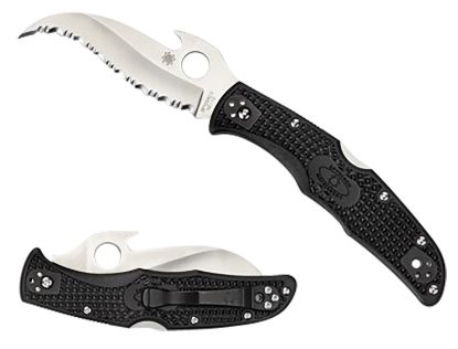 Picture of Spyderco C12sbk2w Matriarch 2 3.57" Folding Reverse S Serrated Satin Vg-10 Ss Blade/Black Bi-Directional Texturing Frn Handle Includes Pocket Clip 