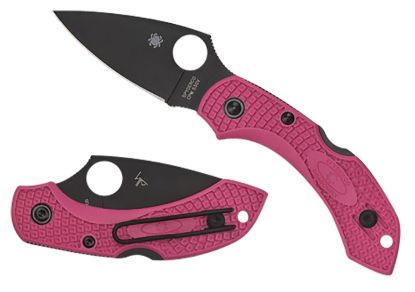 Picture of Spyderco C28fppns30vbk2 Dragonfly 2 2.30" Folding Plain Black Ticn Cpm S30v Ss Blade/Pink Textured W/Black Accents Frn Handle Includes Pocket Clip 