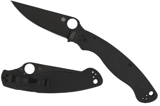 Picture of Spyderco C36gpbk2 Military 2 4" Folding Plain Black Dlc Cpm S30v Ss Blade/ Black Textured G10 Handle Includes Pocket Clip 