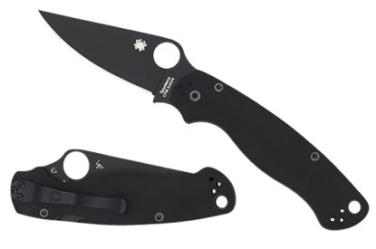 Picture of Spyderco C81gpbk2 Para Military 2 3.42" Folding Plain Black Dlc Cpm S45vn Ss Blade/Black Textured G10 Handle Includes Pocket Clip 