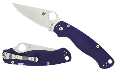 Picture of Spyderco C81gpdbl2 Para Military 2 3.42" Folding Plain Satin Cpm S110v Blade/Dark Blue Textured G10 Handle Includes Pocket Clip 